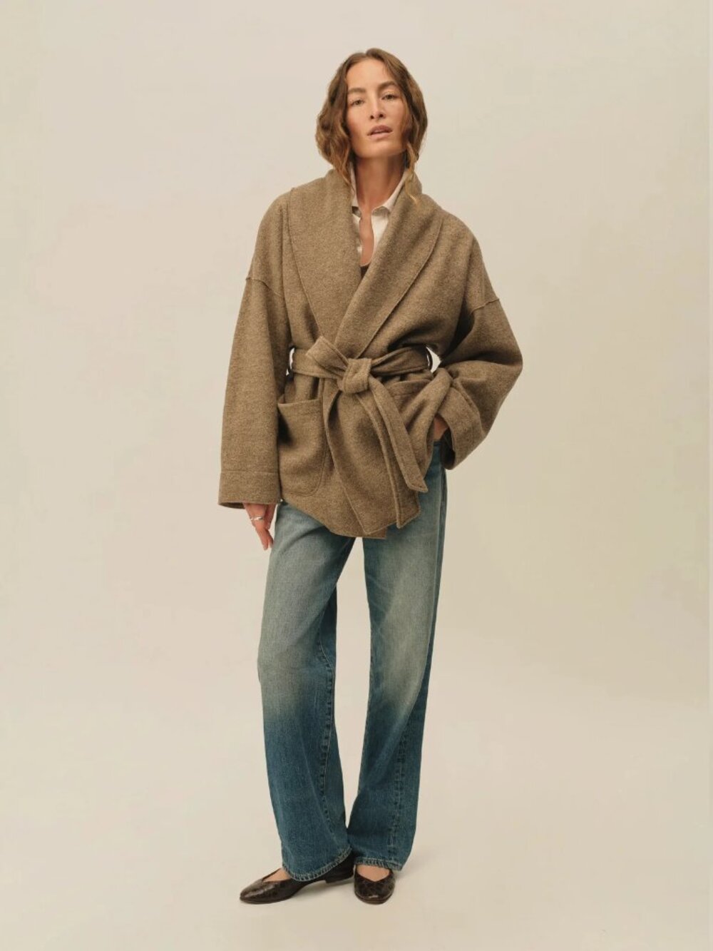 NWT Buck Mason XS Felted Wool Wrap Coat – 100% Wool